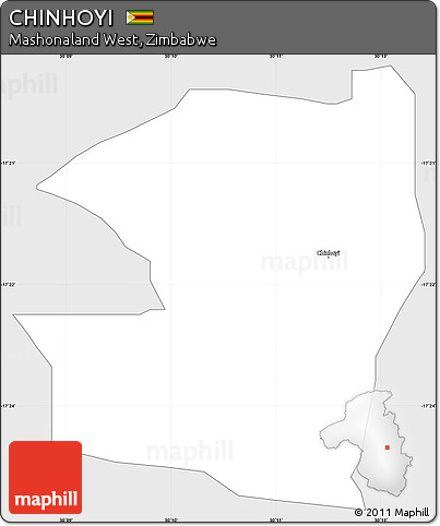Silver Style Simple Map of CHINHOYI, single color outside