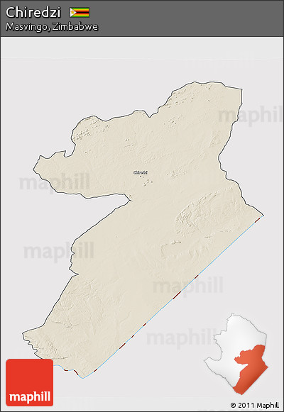 Shaded Relief 3D Map of Chiredzi, cropped outside