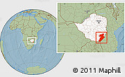 Savanna Style Location Map of Chiredzi, highlighted country, within the entire country, hill shading