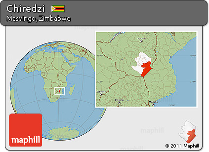 Savanna Style Location Map of Chiredzi, highlighted parent region