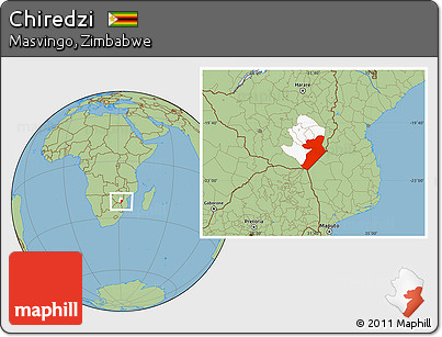 Savanna Style Location Map of Chiredzi, highlighted parent region