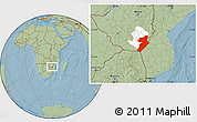Savanna Style Location Map of Chiredzi, highlighted parent region, hill shading