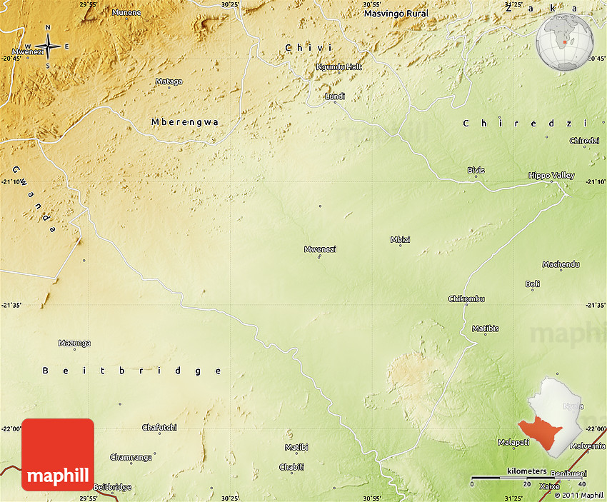Physical Map of Mwenezi