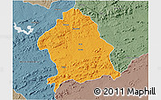 Political 3D Map of Zaka, semi-desaturated