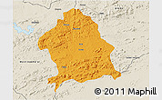 Political 3D Map of Zaka, shaded relief outside