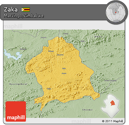 Savanna Style 3D Map of Zaka
