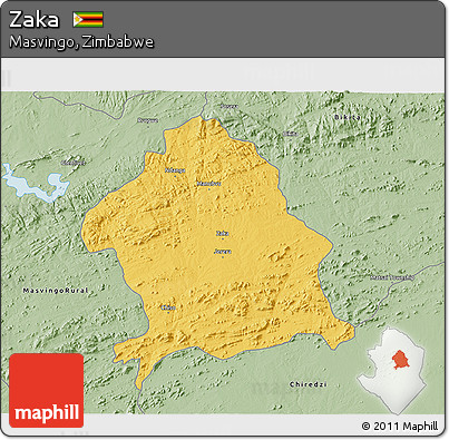 Savanna Style 3D Map of Zaka