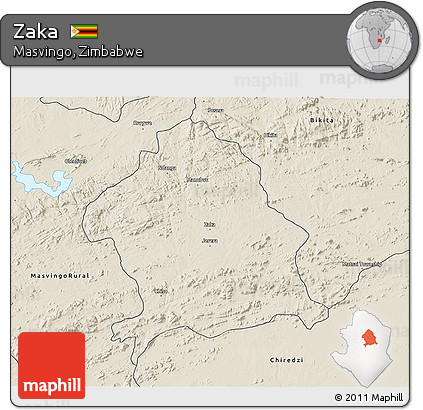 Shaded Relief 3D Map of Zaka