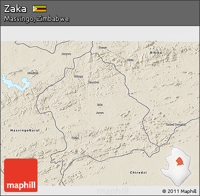 Shaded Relief 3D Map of Zaka