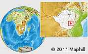 Physical Location Map of Zaka, highlighted country, within the entire country