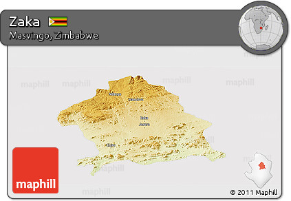 Physical Panoramic Map of Zaka, cropped outside