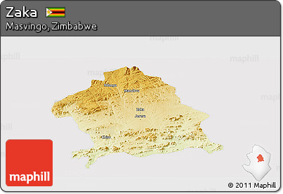 Physical Panoramic Map of Zaka, cropped outside