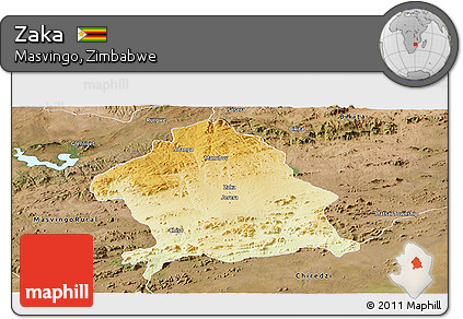 Physical Panoramic Map of Zaka, satellite outside