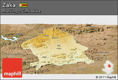 Physical Panoramic Map of Zaka, satellite outside