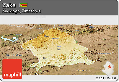 Physical Panoramic Map of Zaka, satellite outside