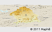 Physical Panoramic Map of Zaka, shaded relief outside