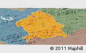 Political Panoramic Map of Zaka, semi-desaturated