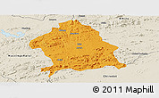 Political Panoramic Map of Zaka, shaded relief outside