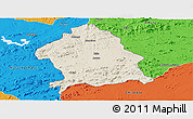 Shaded Relief Panoramic Map of Zaka, political outside