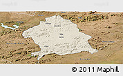 Shaded Relief Panoramic Map of Zaka, satellite outside