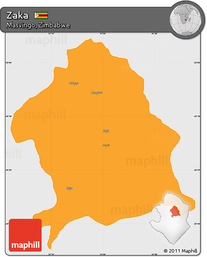 Political Simple Map of Zaka, single color outside