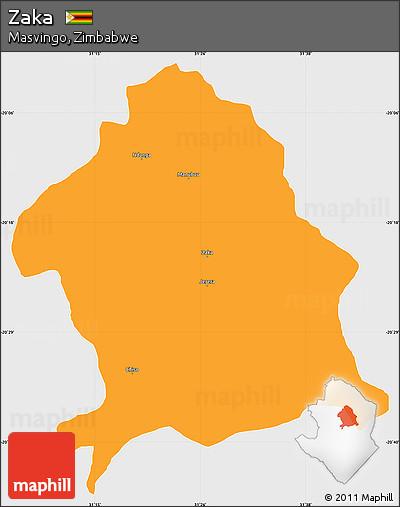 Political Simple Map of Zaka, single color outside