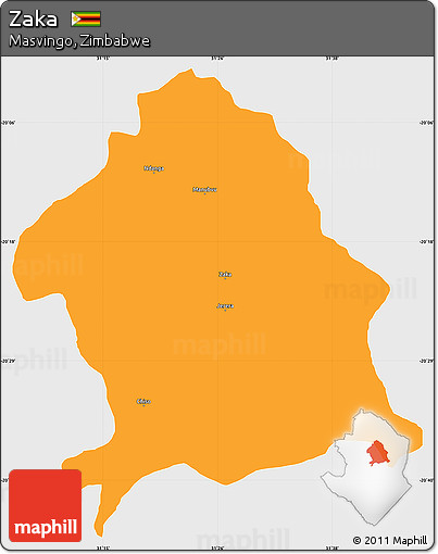 Political Simple Map of Zaka, single color outside