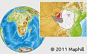 Physical Location Map of Binga, highlighted country, highlighted parent region, within the entire country