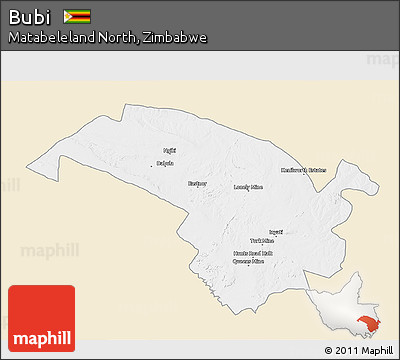 Classic Style 3D Map of Bubi, single color outside