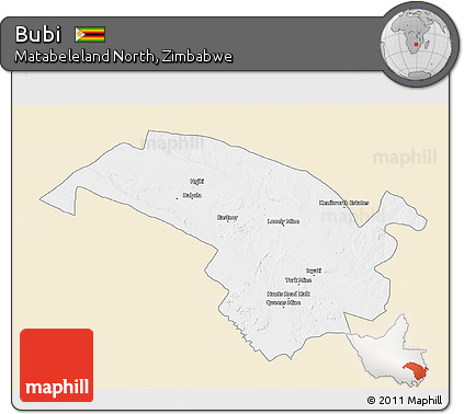 Classic Style 3D Map of Bubi, single color outside