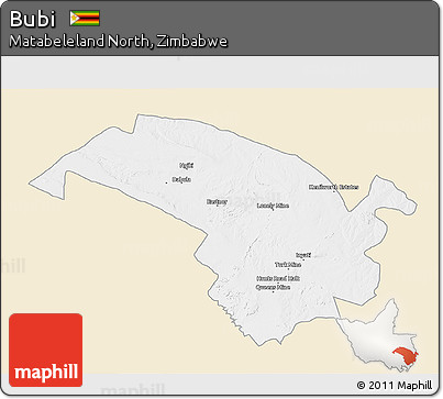 Classic Style 3D Map of Bubi, single color outside