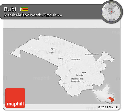 Gray 3D Map of Bubi, single color outside