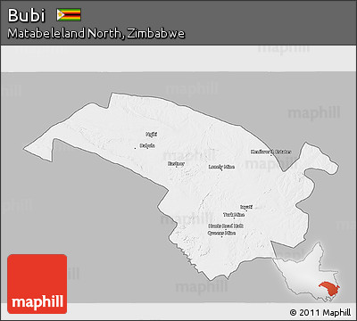 Gray 3D Map of Bubi, single color outside