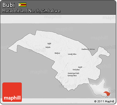 Gray 3D Map of Bubi, single color outside
