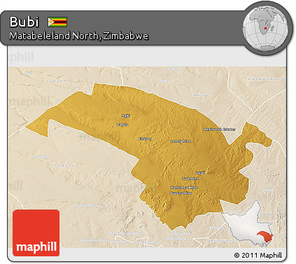 Physical 3D Map of Bubi, lighten