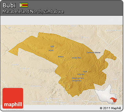Physical 3D Map of Bubi, lighten