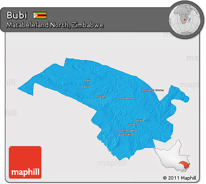 Political 3D Map of Bubi, cropped outside