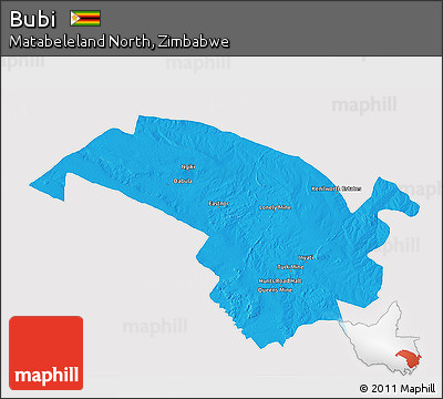 Political 3D Map of Bubi, cropped outside