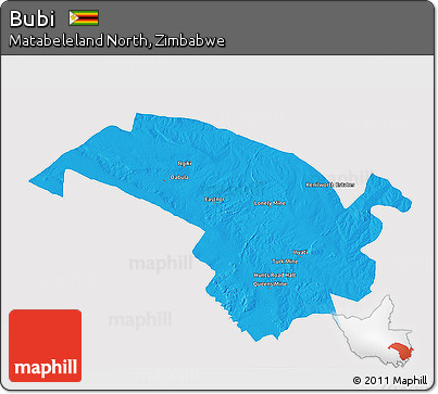 Political 3D Map of Bubi, cropped outside