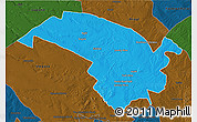 Political 3D Map of Bubi, darken