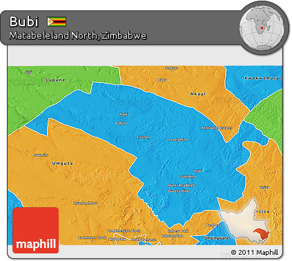 Political 3D Map of Bubi