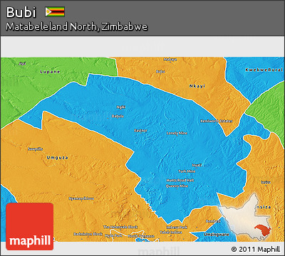 Political 3D Map of Bubi