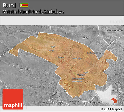 Satellite 3D Map of Bubi, desaturated