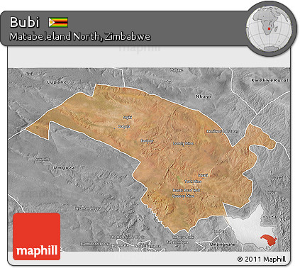 Satellite 3D Map of Bubi, desaturated