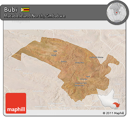 Satellite 3D Map of Bubi, lighten