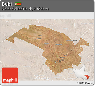 Satellite 3D Map of Bubi, lighten