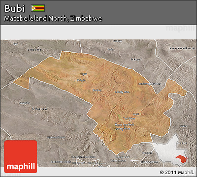 Satellite 3D Map of Bubi, semi-desaturated