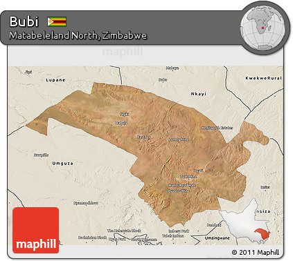 Satellite 3D Map of Bubi, shaded relief outside