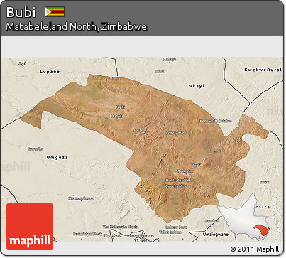 Satellite 3D Map of Bubi, shaded relief outside
