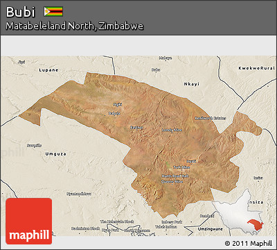 Satellite 3D Map of Bubi, shaded relief outside